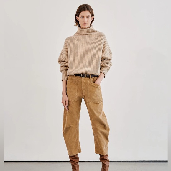 Nili Lotan Pants - Nili Lotan Shon Corduroy Pant caramel 6 Cord Barrel Bow Leg